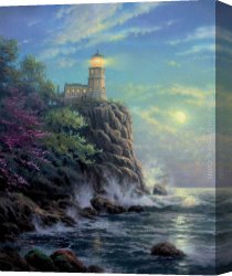 Lighthouse Canvas Paintings - Split Rock Light by Thomas Kinkade