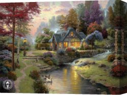 Thomas Gainsborough Canvas Paintings - Stillwater Cottage by Thomas Kinkade