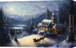 Evening on a Parisian Boulevard Canvas Paintings - Sunday Evening Sleigh Ride by Thomas Kinkade