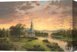 Sunrise Canvas Paintings - Sunrise Chapel by Thomas Kinkade