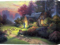 Gingerbread Cottage Canvas Paintings - The Good Shepherd's Cottage by Thomas Kinkade