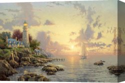 Lighthouse Canvas Paintings - The Sea Of Tranquility by Thomas Kinkade