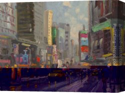 Squares with Concentric Canvas Paintings - Time Square by Thomas Kinkade