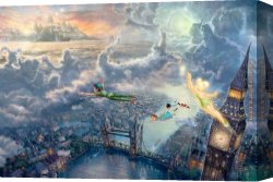 The Denying of Peter Canvas Paintings - Tinker Bell and Peter Pan Fly to Neverland by Thomas Kinkade