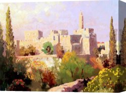 The Piazzetta, Looking Toward The Clock Tower Canvas Paintings - Tower of David by Thomas Kinkade