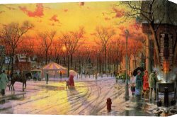 Spanish Town Canvas Paintings - Town Square by Thomas Kinkade