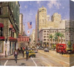 Squares with Concentric Canvas Paintings - Union Square San Francisco by Thomas Kinkade
