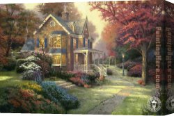 An English River in Autumn Canvas Paintings - Victorian Autumn by Thomas Kinkade