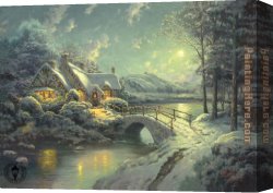 Xmas Canvas Paintings - xmas moonlight by Thomas Kinkade