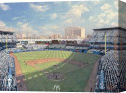 Sports Canvas Paintings - yankee stadium by Thomas Kinkade