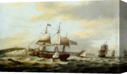 Ships Canvas Paintings - A Merchant Ship Signaling for a Pilot of the Cliffs of Dover by Thomas Luny