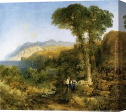 Rocky Coast Canvas Paintings - Amalfi Coast by Thomas Moran