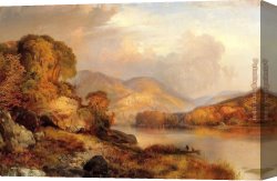 Landscape with a Lake Canvas Paintings - Autumn Landscape by Thomas Moran