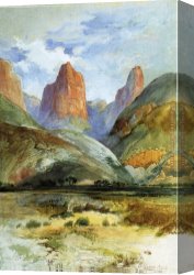 South Canvas Paintings - Colburn's Butte, South Utah by Thomas Moran