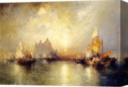 Venice Canvas Paintings - Entrance to the Grand Canal, Venice by Thomas Moran