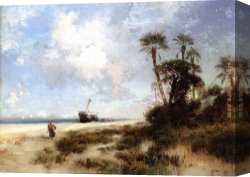 Island, Canvas Paintings - Fort George Island I by Thomas Moran