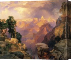 Cottage,rainbow,mill Canvas Paintings - Grand Canyon with Rainbows by Thomas Moran