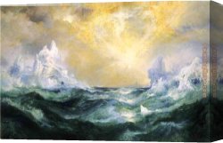 Icebergs Canvas Paintings - Icebergs in Mid-Atlantic by Thomas Moran