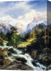 Prospecting for Cattle Range Canvas Paintings - In the Teton Range by Thomas Moran