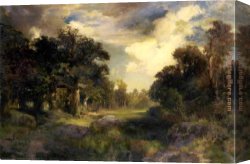 Old Windmill, East Hampton, Long Island, New York Canvas Paintings - Long Island Landscape by Thomas Moran