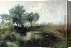 Misty Mood Canvas Paintings - Misty Morning, Appaquogue by Thomas Moran