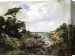 Coast Canvas Paintings - Monterey Coast I by Thomas Moran