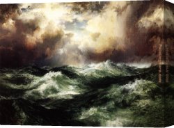 Seascapes Canvas Paintings - Moonlit Seascape by Thomas Moran