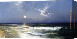 Seascapes Canvas Paintings - Moonlit Seascape I by Thomas Moran