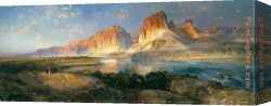 An English River in Autumn Canvas Paintings - Nearing Camp on the Upper Colorado River by Thomas Moran