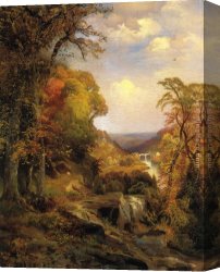 Hills of Tuscany I Canvas Paintings - On the Wissahickon near Chestnut Hill by Thomas Moran