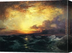 Golden Sunset Canvas Paintings - Pacific Sunset by Thomas Moran