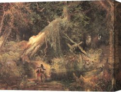The Slave Market Canvas Paintings - Slaves Escaping Through the Swamp by Thomas Moran