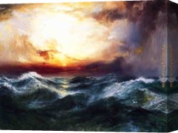 Storm Canvas Paintings - Sunset after a Storm by Thomas Moran
