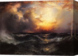 Golden Sunset Canvas Paintings - Sunset in Mid-Ocean by Thomas Moran