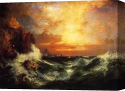 End of a Perfect Day Canvas Paintings - Sunset near Land's End, Cornwall, England by Thomas Moran