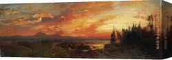 Great Canvas Paintings - Sunset on the Great Salt Lake, Utah by Thomas Moran