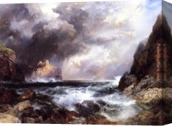 North Star Canvas Paintings - Tantallon Castle, North Berwick, Scotland by Thomas Moran