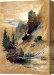 Dreamy Creek II Canvas Paintings - The Devil's Den on Cascade Creek by Thomas Moran