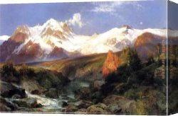 Prospecting for Cattle Range Canvas Paintings - The Teton Range by Thomas Moran