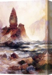 Fall Canvas Paintings - Tower Falls and Sulphur Rock,Yellowstone by Thomas Moran