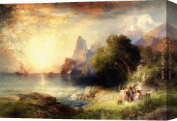 Altarpiece of Sts Thomas And Matthias Canvas Paintings - Ulysses and the Sirens by Thomas Moran