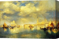 Venetian Canvas Paintings - Venetian Scene by Thomas Moran