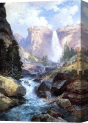 Thomas Gainsborough Canvas Paintings - Waterfall in Yosemite by Thomas Moran