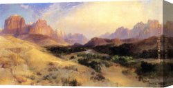 Yosemite Valley Yellowstone Park Canvas Paintings - Zion Valley, South Utah by Thomas Moran