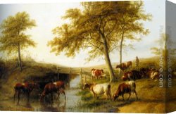 Prospecting for Cattle Range Canvas Paintings - Cattle Resting By A Brook by Thomas Sidney Cooper
