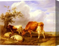 Cooper Canvas Paintings - In The Canterbury Meadows by Thomas Sidney Cooper