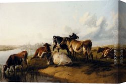 Cooper Canvas Paintings - The Church Meadows by Thomas Sidney Cooper