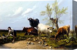 Cooper Canvas Paintings - The Rustic Foot Bath by Thomas Sidney Cooper