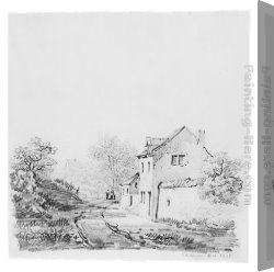 Cooper Canvas Paintings - Village Landscape (from McGuire Scrapbook) by Thomas Sidney Cooper