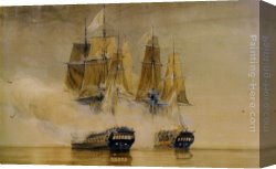 French Canvas Paintings - Action between HMS Amethyst and the French frigate Thetis by Thomas Whitcombe